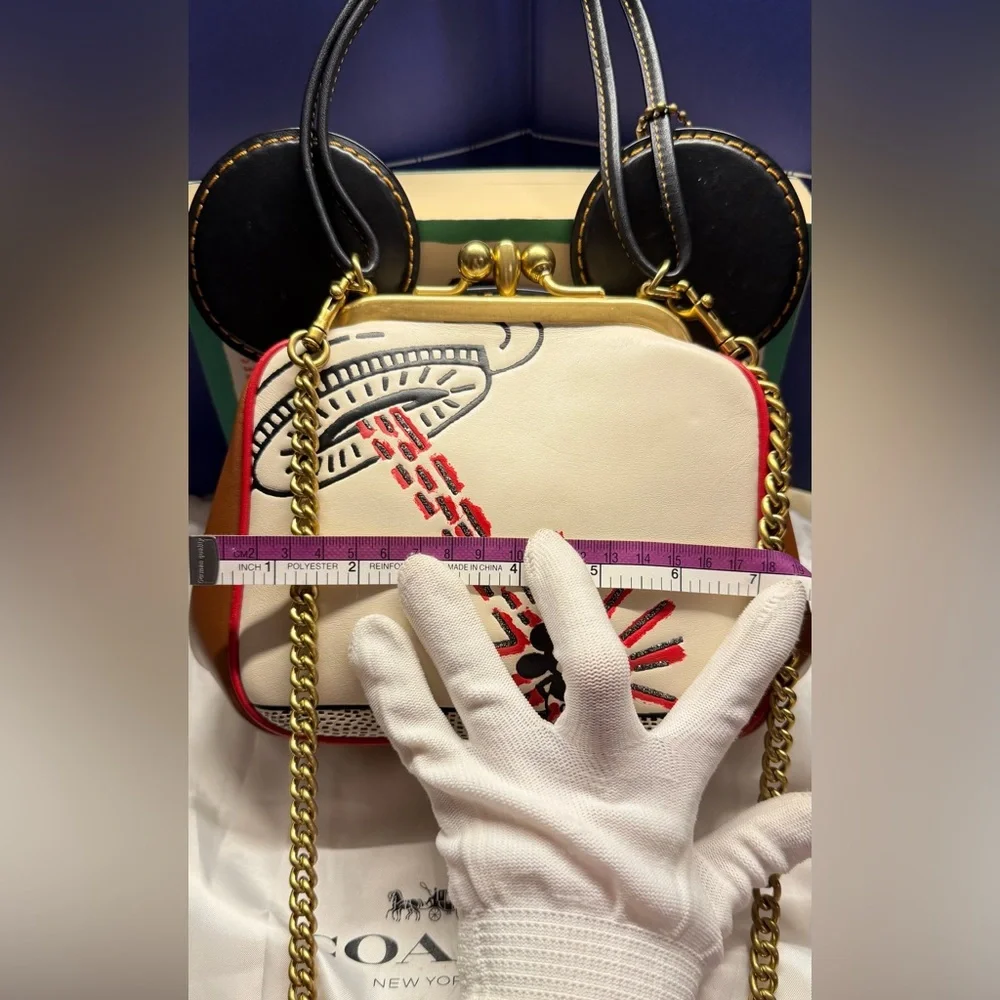 Coach Keith X Haring Disney Mickey Mouse Bag Leather Beige Handbag-RRP$799
